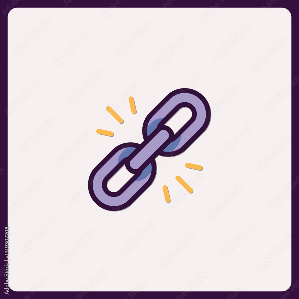 Poster stylized chain link icon representing connection and network security