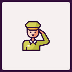 Charming vector icon featuring a saluting military officer in vibrant colors