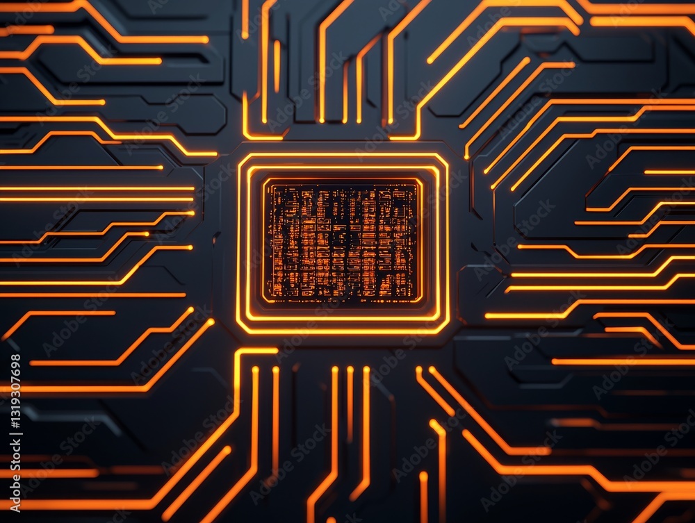 Aufkleber abstract technology background featuring circuitry and a central processor digital art dark environm