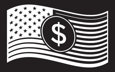 USA Flag with Dollar Symbol - Financial Economy Concept Vector