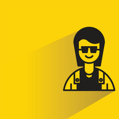 woman avatar with shadow on yellow background