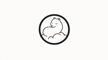 Sleeping ferret cloud logo, simple design, white background, website icon