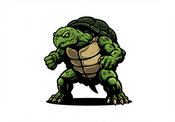 Powerful Green Pixel Art Turtle in Fighting Stance
