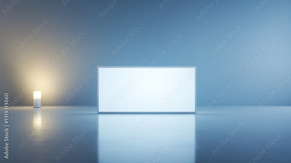 Poster illuminated white cube, a minimalist exploration of light and form in stark setting