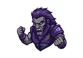 Powerful Pixel Art Warrior Character Purple and Grey 8 bit Fantasy Illustration