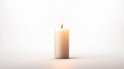 Serene white candle flame glowing in the darkness, a symbol of peace and relaxation