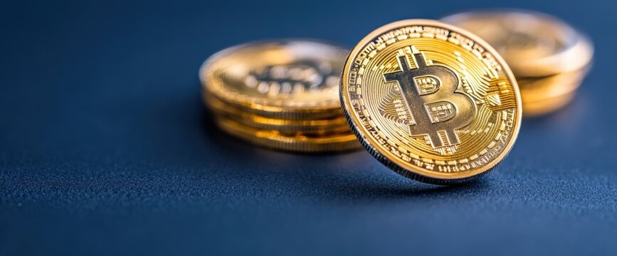 A collection of bitcoin coins symbolizing the rise of a cashless society and the future of digital currency transactions
