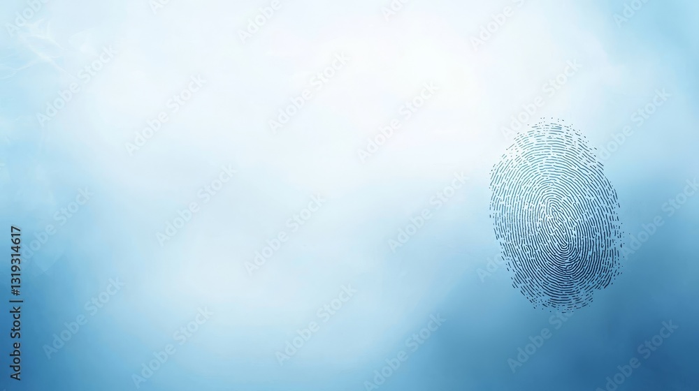Poster fingerprint biometric security scan on futuristic blue technology background for digital identity an