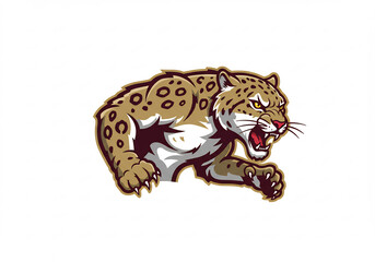 Powerful Roaring Brown Jaguar Illustration
