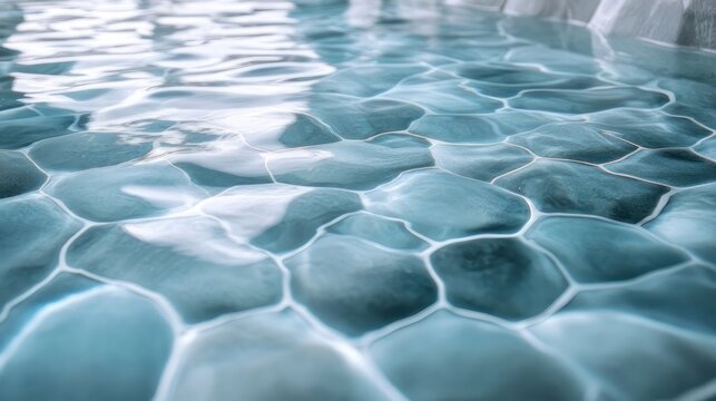 Water surface reflecting light on textured tile
