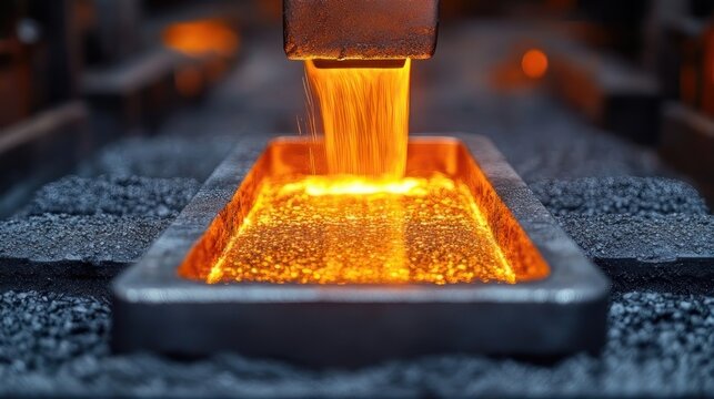 Molten metal poured into a mold