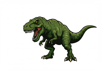 Fototapeta premium Roaring Green Tyrannosaurus Rex Pixel Art Illustration