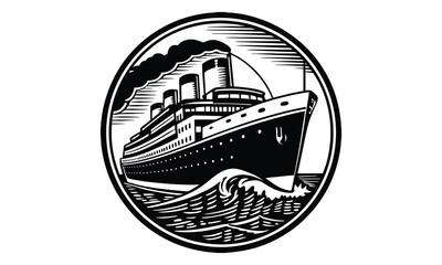 Cruise Ship Doodle Ocean Liner Sketch Vector Design