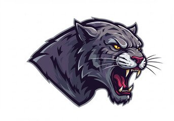 Roaring Panther Head Pixel Art Illustration