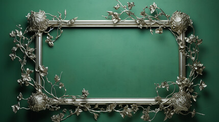 silver classic frame on green background