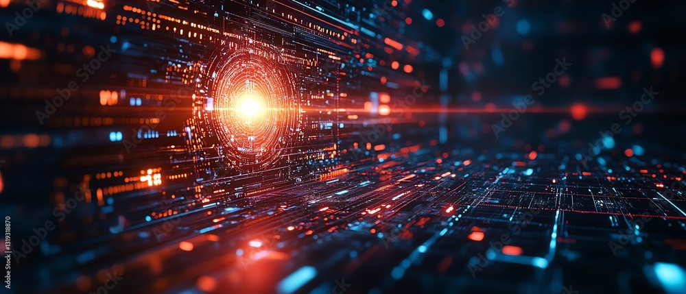 Poster futuristic abstract representation of digital transformation in business