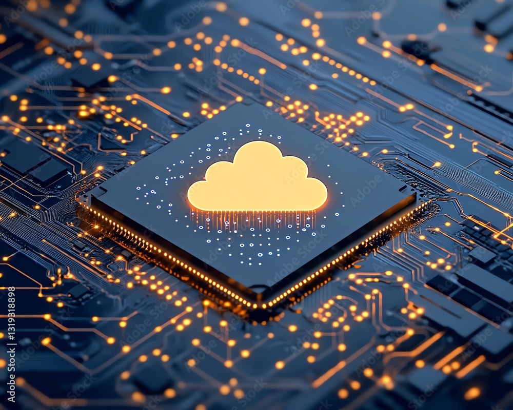 Poster illustration of secure cloud computing concept