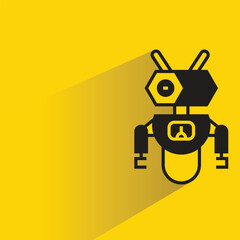 robot character with shadow on yellow background