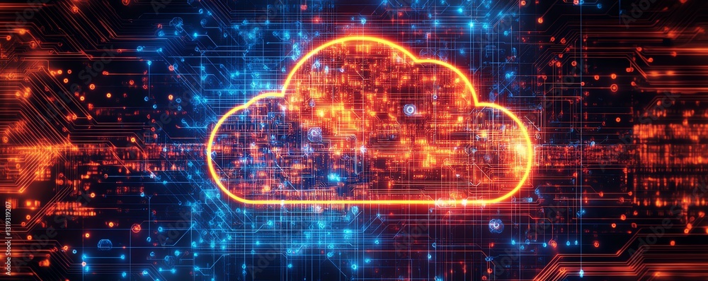 Poster Secure cloud computing concept illustration