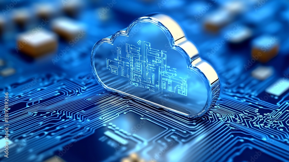 Poster Secure cloud computing visual with a cloud symbol over a chip