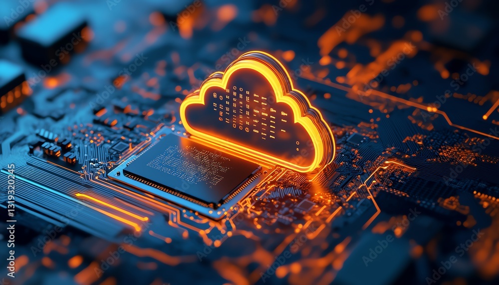 Poster digital illustration of cloud computing security