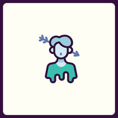 Cupid's arrow through the head, flat design icon of shock and awe