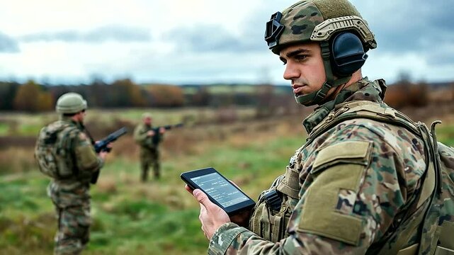 Soldiers use encrypted communication devices for secure, real-time coordination on the battlefield, avoiding enemy interception.