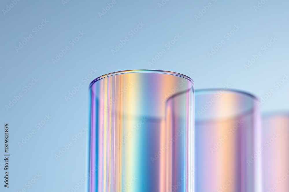 Poster macro shot of titanium with colorful gradients caused by light diffraction creating iridescent effect