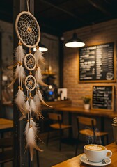 Vintage Coffeehouse with Dream catcher and Artisan Coffee