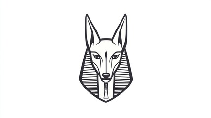 Anubis, Egyptian God, Head, White Background, Tattoo Design