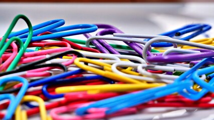 A stack of colored paper clips