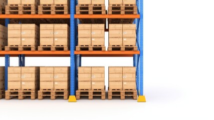 Organized Cardboard Boxes on Warehouse Racking