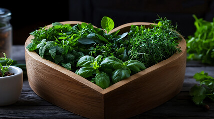 Naklejka premium sophisticated heart-shaped herb arrangement