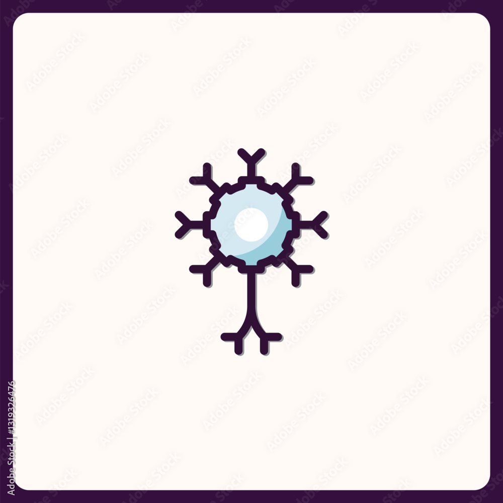 Poster stylized neuron cell icon with detailed dendrites and cellular structure