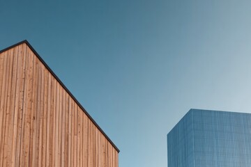 close-up image capturing contrast between rustic textures of weathered wooden barn and gleaming reflective surfaces