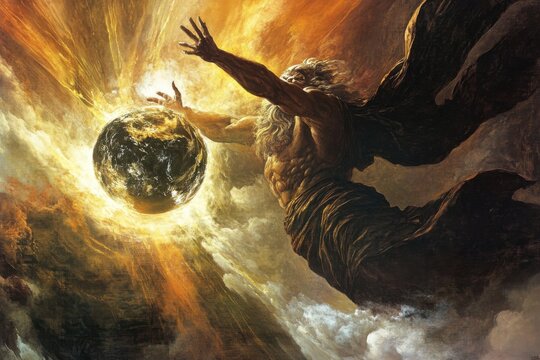 Ymirs grandeur in the creation of the world depicting mythological cosmic beginnings