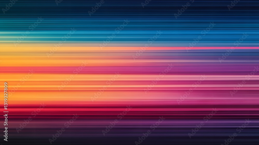 Poster horizontal multicolored gradient artwork featuring vibrant linear layers