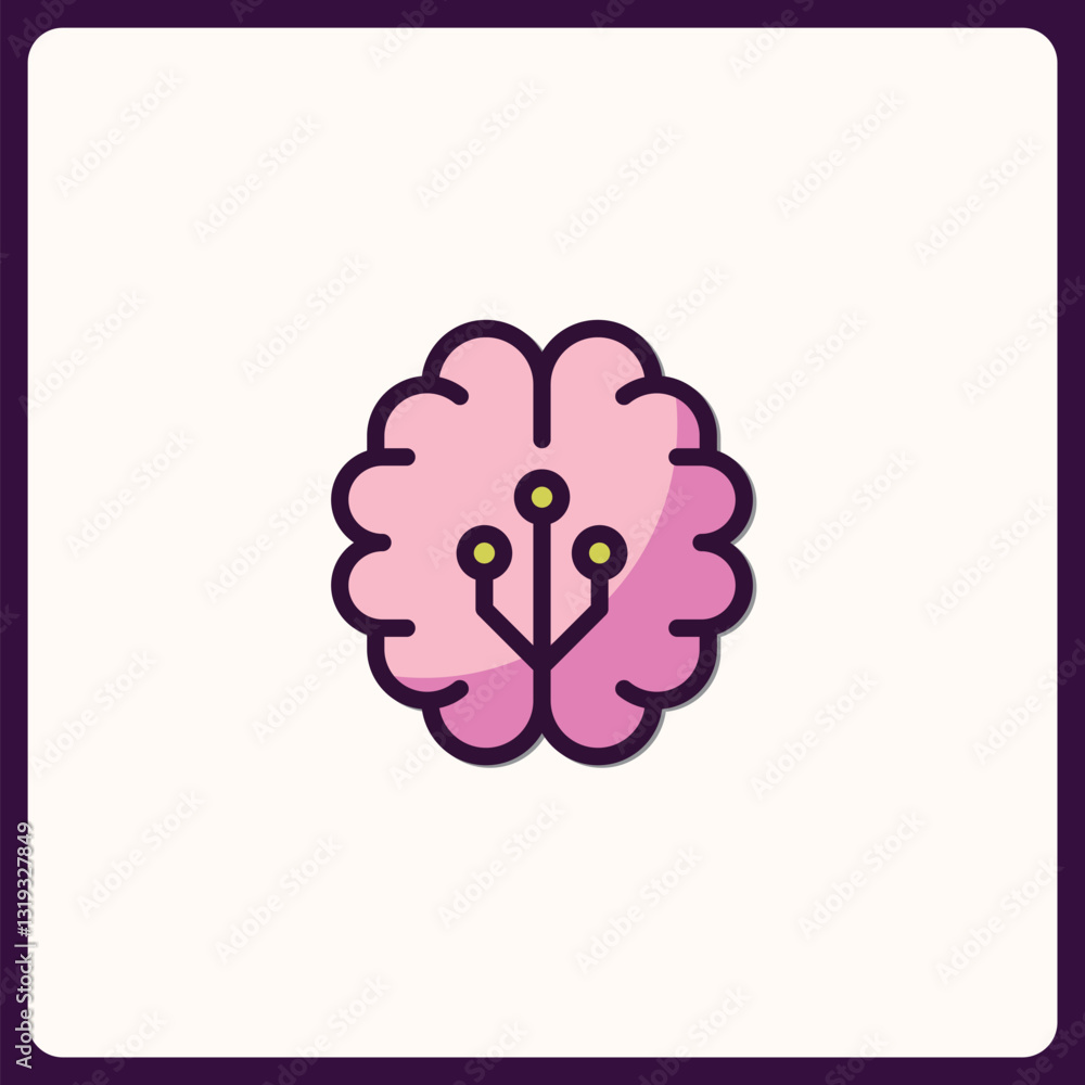 Poster artificial intelligence concept represented by a digital brain icon design
