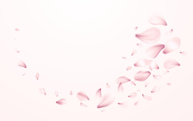 Vector Illustration of Pink Rose Petals Swirling Gracefully on a Soft Gradient Background