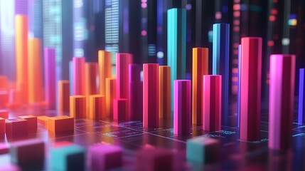 Obraz premium A vibrant cityscape featuring colorful buildings under a clear sky captured in a dynamic urban environment