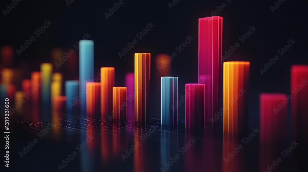 Poster a colorful bar chart displaying data insights with vivid colors and clear distinction among various 