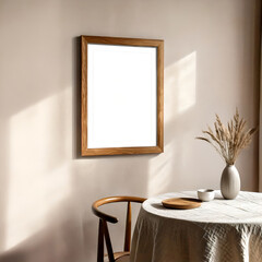 Minimalist Wooden Frame Hanging on a Neutral Wall