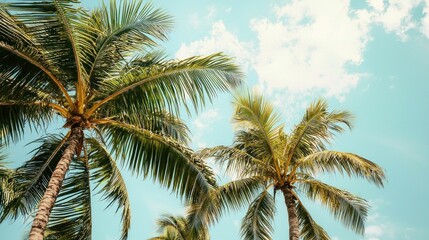 Tropical Palm Trees Against a Sunny Sky