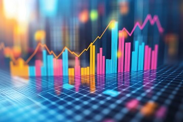 Financial Growth: An illustration of a financial chart with upward trends and growth indicators, symbolizing success and prosperity in business and finance background. 