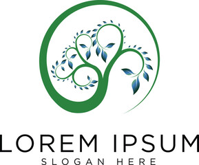 Tree logo with modern and minimalist design, fresh green geometric elements with futuristic touch, suitable for brands that focus on green technology, or environment. Available in high quality vector 