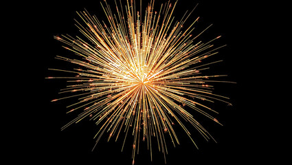 Fototapeta premium A Stunning Golden Fireworks Explosion Against a Dark Night Sky – High-Quality Festive Display