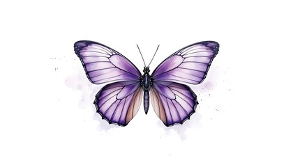 Elegant Purple Butterfly Watercolor Illustration Print