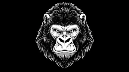 fierce gorilla illustration: captivating black and white artwork for creative projects