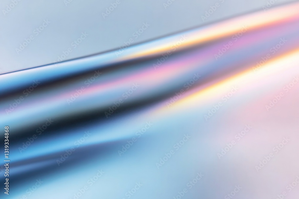 Poster macro shot of titanium with colorful gradients caused by light diffraction creating iridescent effec
