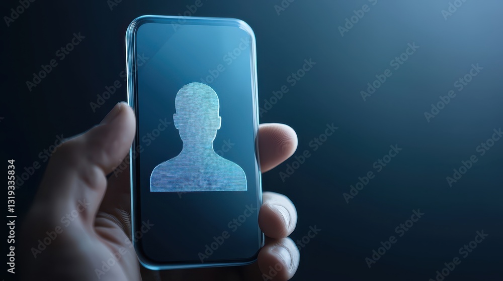 Poster enhanced mobile security, biometric fingerprint scan on smartphone for seamless authentication